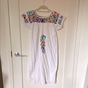 Oaxaca Floral Embroidered White Dress